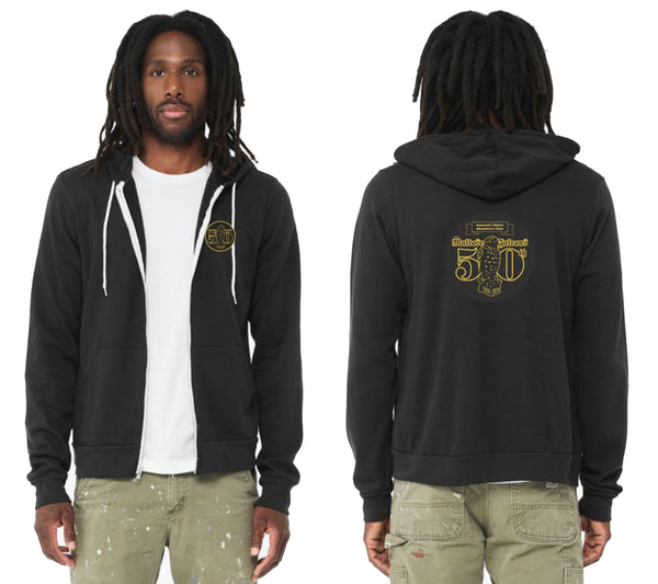 50th Anniversary Zip-Up Hoodie, Vintage Black